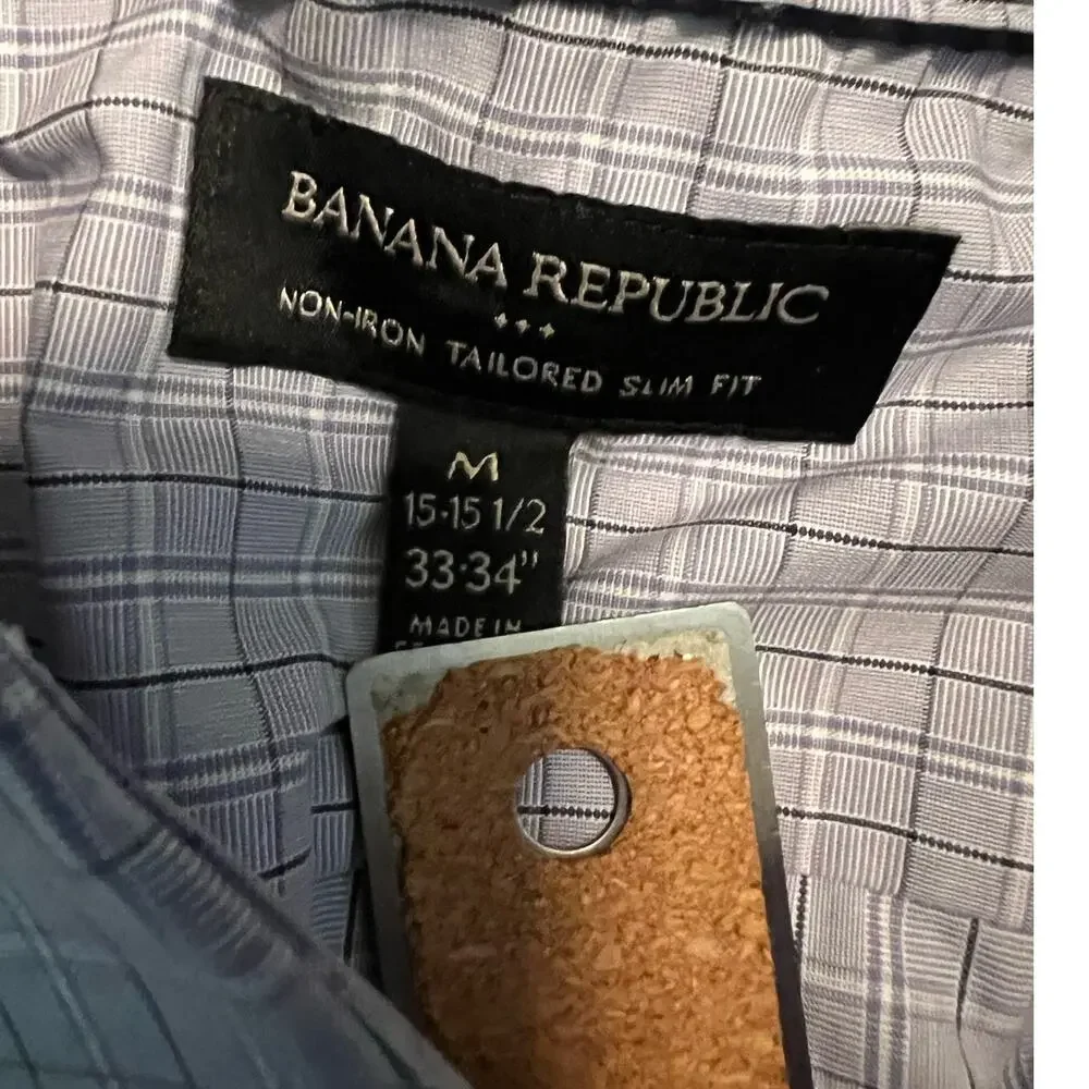 Banana Republic Tailored Slim Fit Blue Plaid Button Down-M